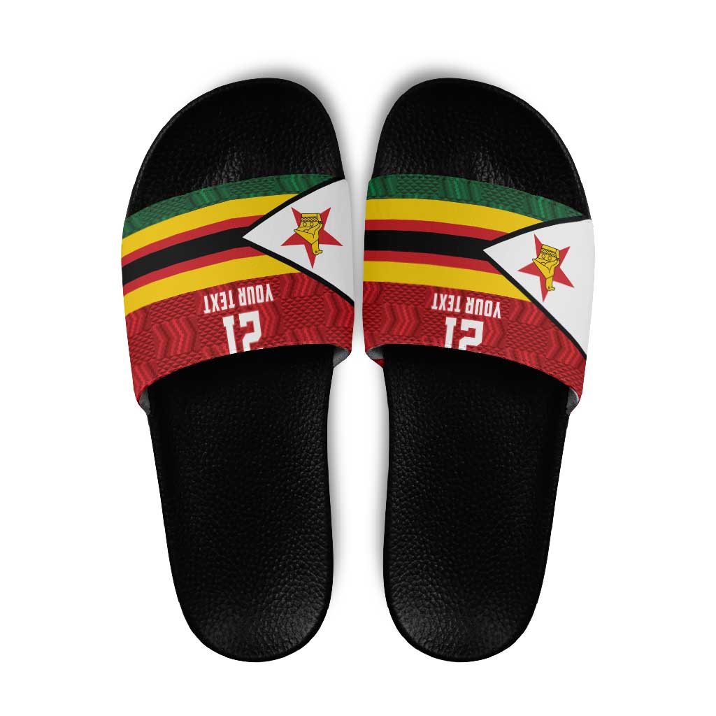 Zimbabwe Cricket Custom Slide Sandals Zimbabwean Pattern Flag Motif LT9