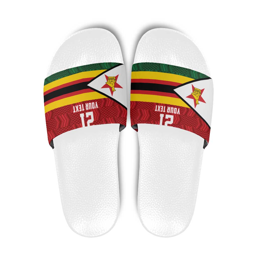 Zimbabwe Cricket Custom Slide Sandals Zimbabwean Pattern Flag Motif LT9