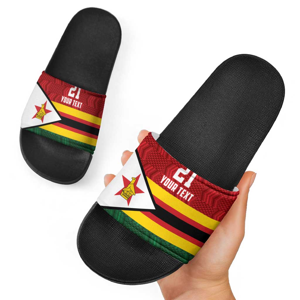 Zimbabwe Cricket Custom Slide Sandals Zimbabwean Pattern Flag Motif LT9