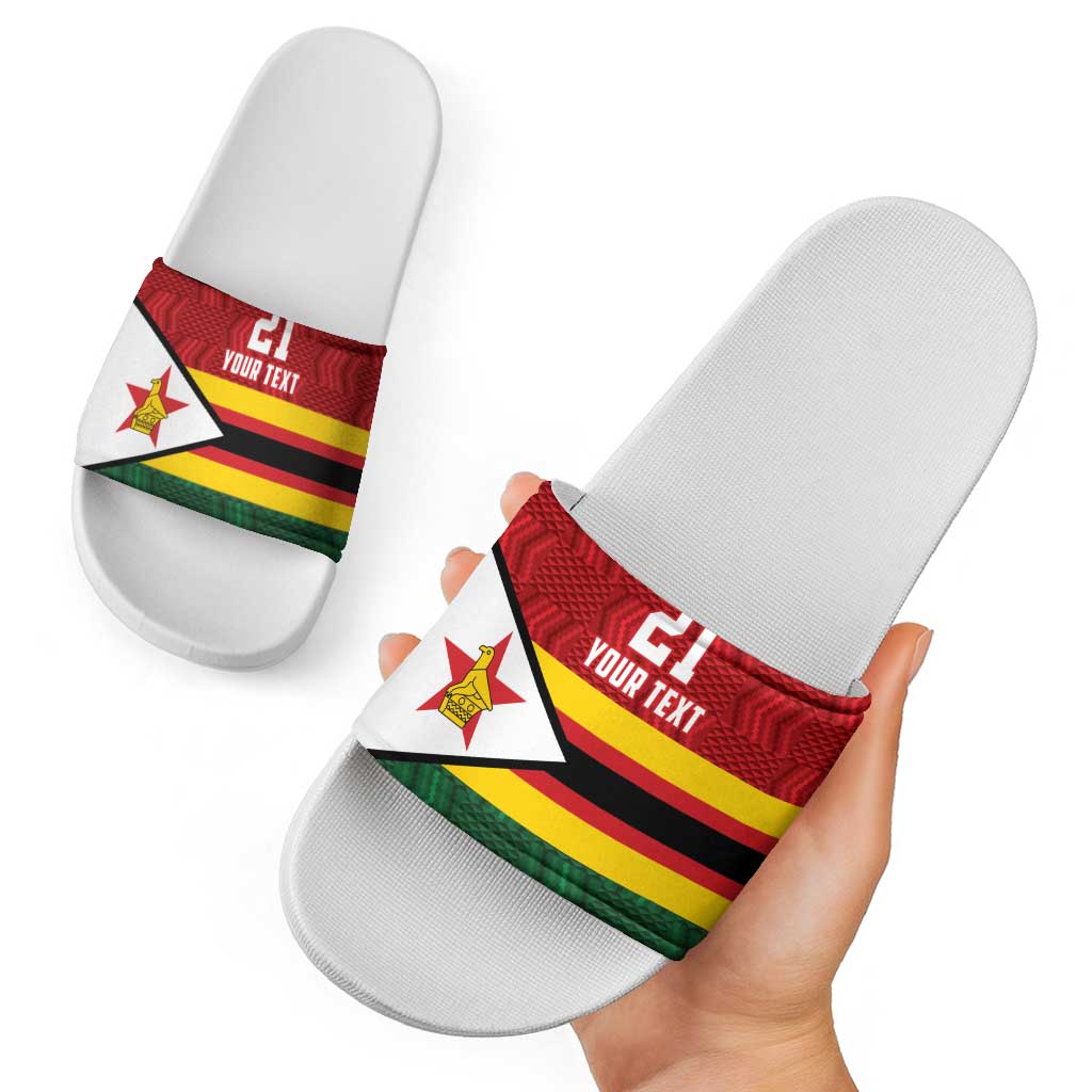 Zimbabwe Cricket Custom Slide Sandals Zimbabwean Pattern Flag Motif LT9