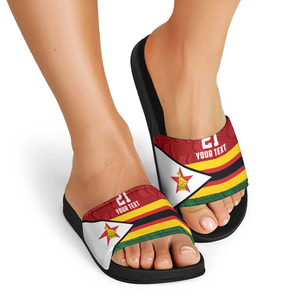 Zimbabwe Cricket Custom Slide Sandals Zimbabwean Pattern Flag Motif LT9