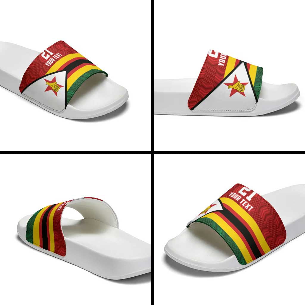 Zimbabwe Cricket Custom Slide Sandals Zimbabwean Pattern Flag Motif LT9