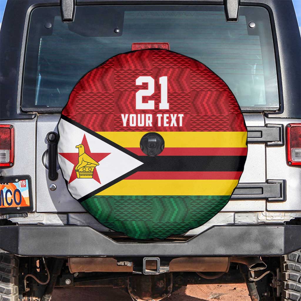 Zimbabwe Cricket Custom Spare Tire Cover Zimbabwean Pattern Flag Motif LT9