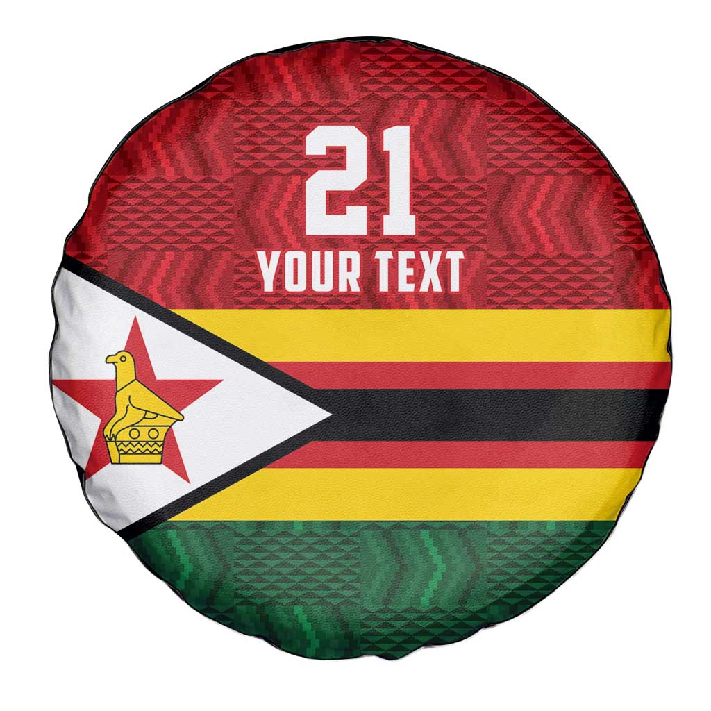 Zimbabwe Cricket Custom Spare Tire Cover Zimbabwean Pattern Flag Motif LT9