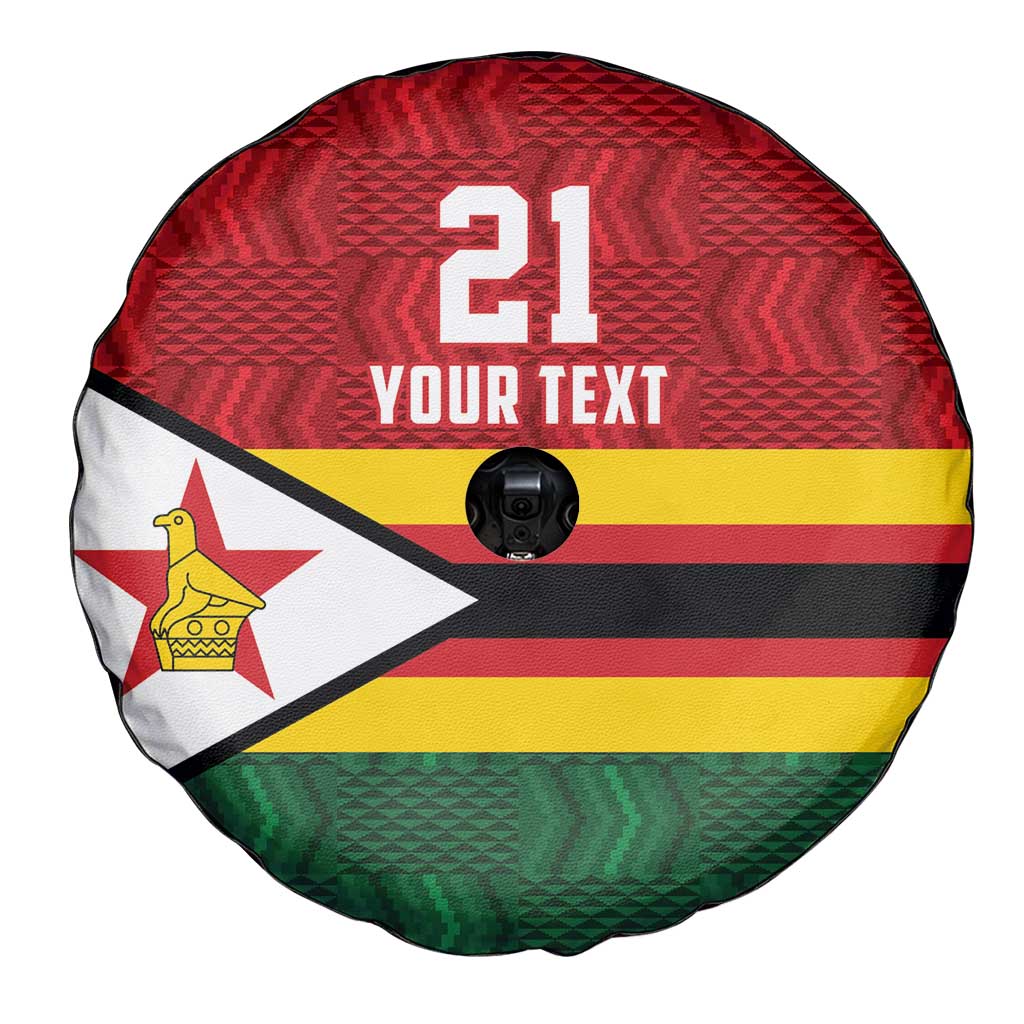 Zimbabwe Cricket Custom Spare Tire Cover Zimbabwean Pattern Flag Motif LT9