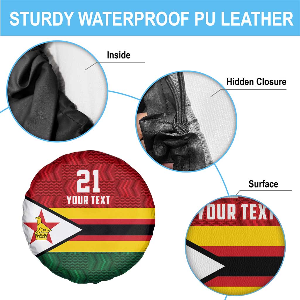 Zimbabwe Cricket Custom Spare Tire Cover Zimbabwean Pattern Flag Motif LT9