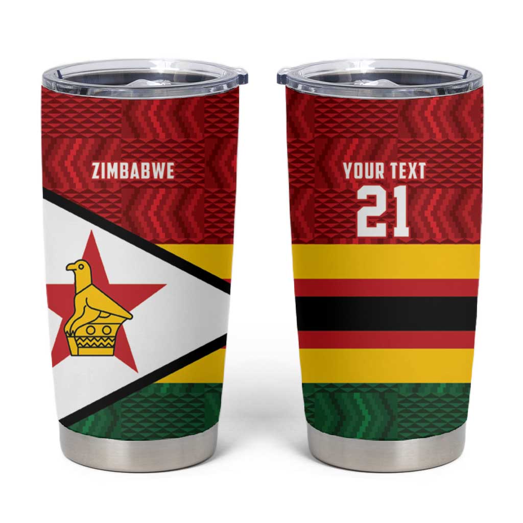 Custom Africa Cricket Zimbabwe Tumbler Cup Zimbabwean Pattern Flag Motif LT9