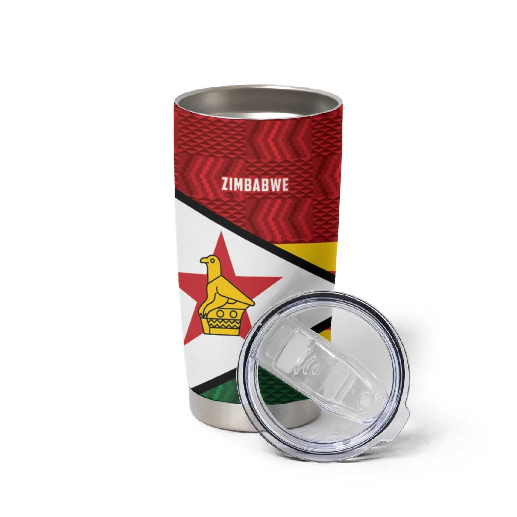 Custom Africa Cricket Zimbabwe Tumbler Cup Zimbabwean Pattern Flag Motif LT9