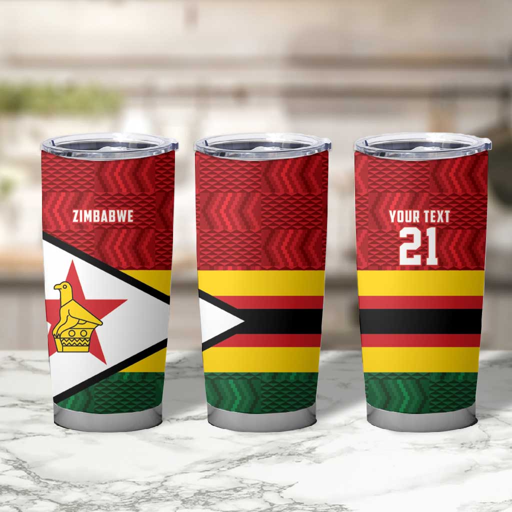 Custom Africa Cricket Zimbabwe Tumbler Cup Zimbabwean Pattern Flag Motif LT9