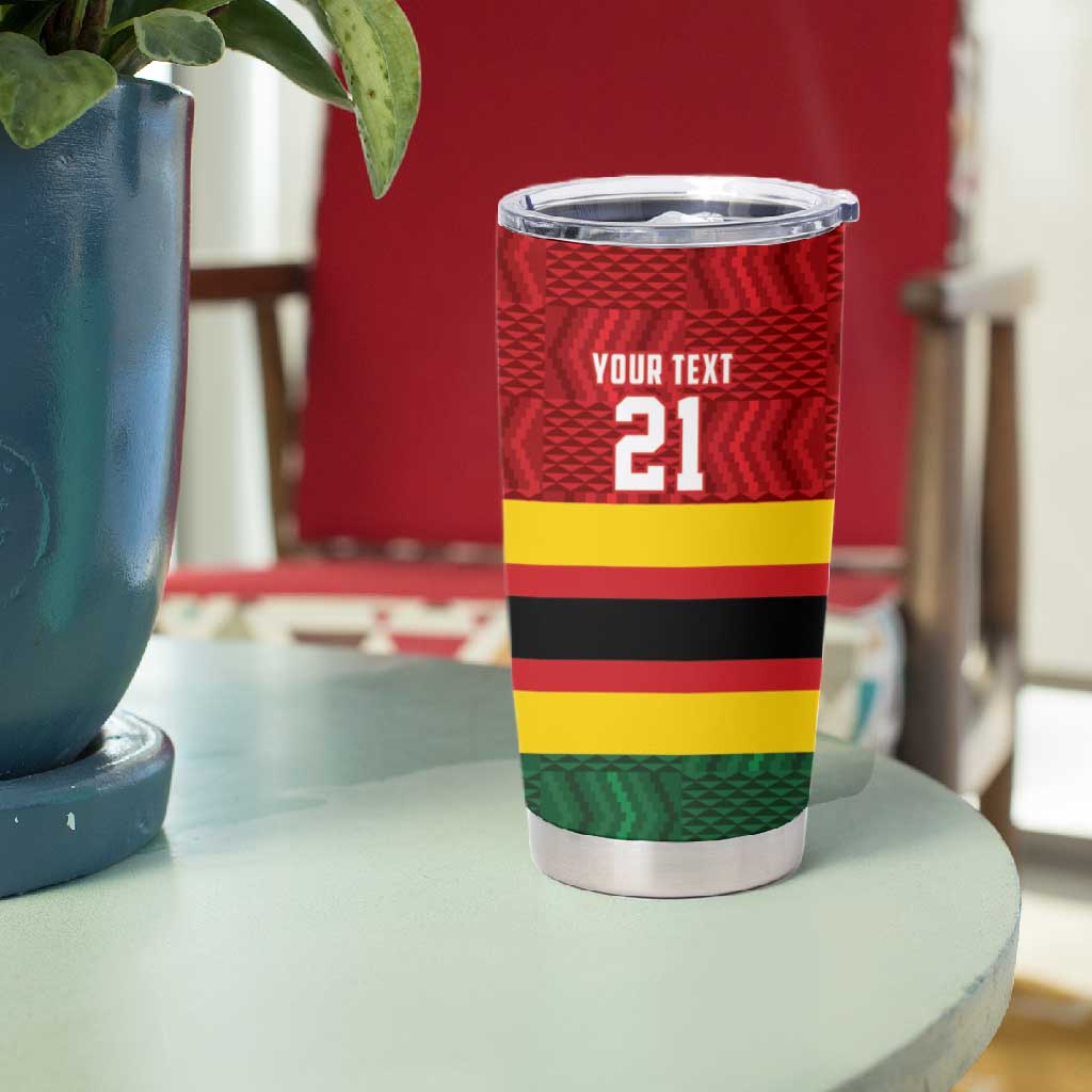 Custom Africa Cricket Zimbabwe Tumbler Cup Zimbabwean Pattern Flag Motif LT9
