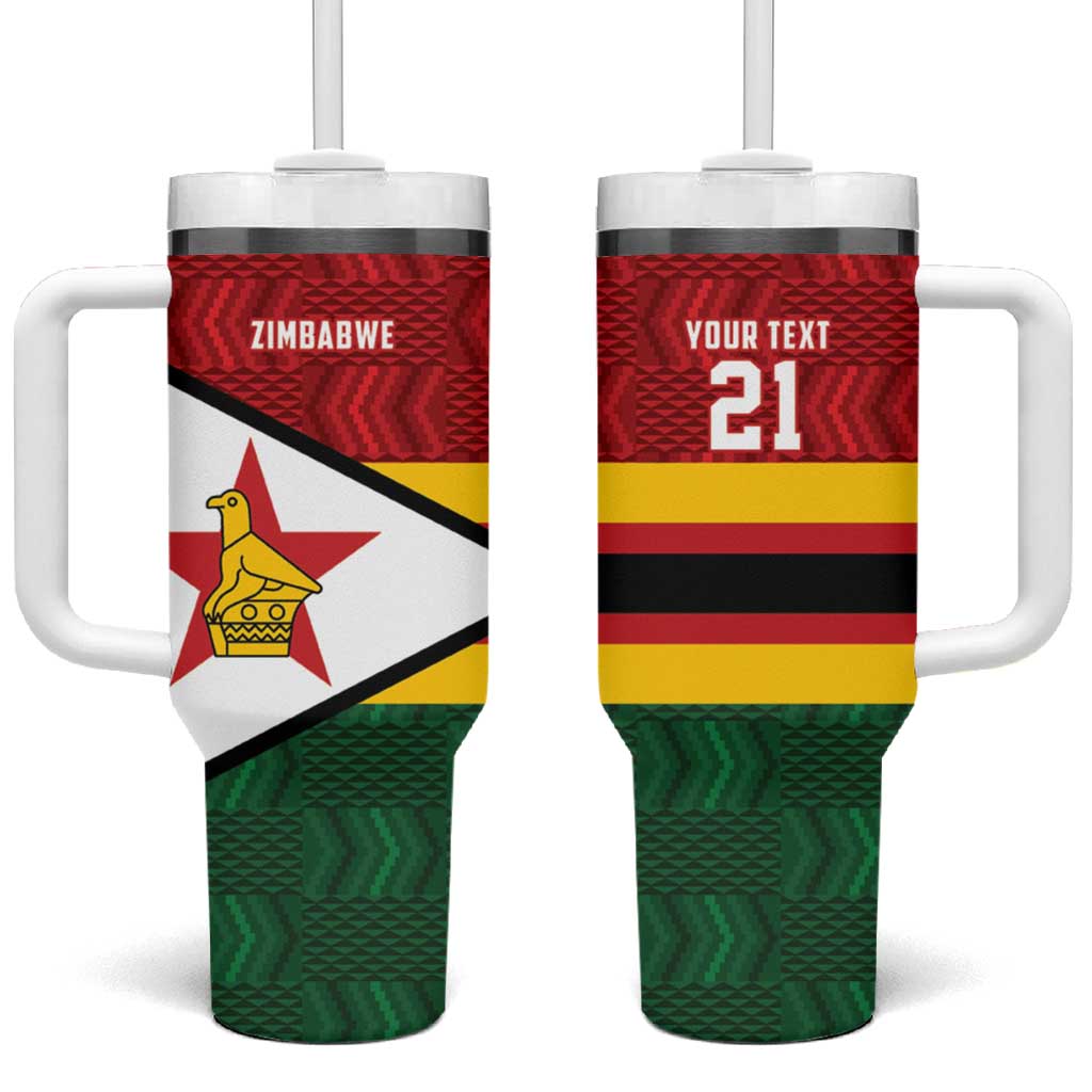 Custom Africa Cricket Zimbabwe Tumbler With Handle Zimbabwean Pattern Flag Motif LT9