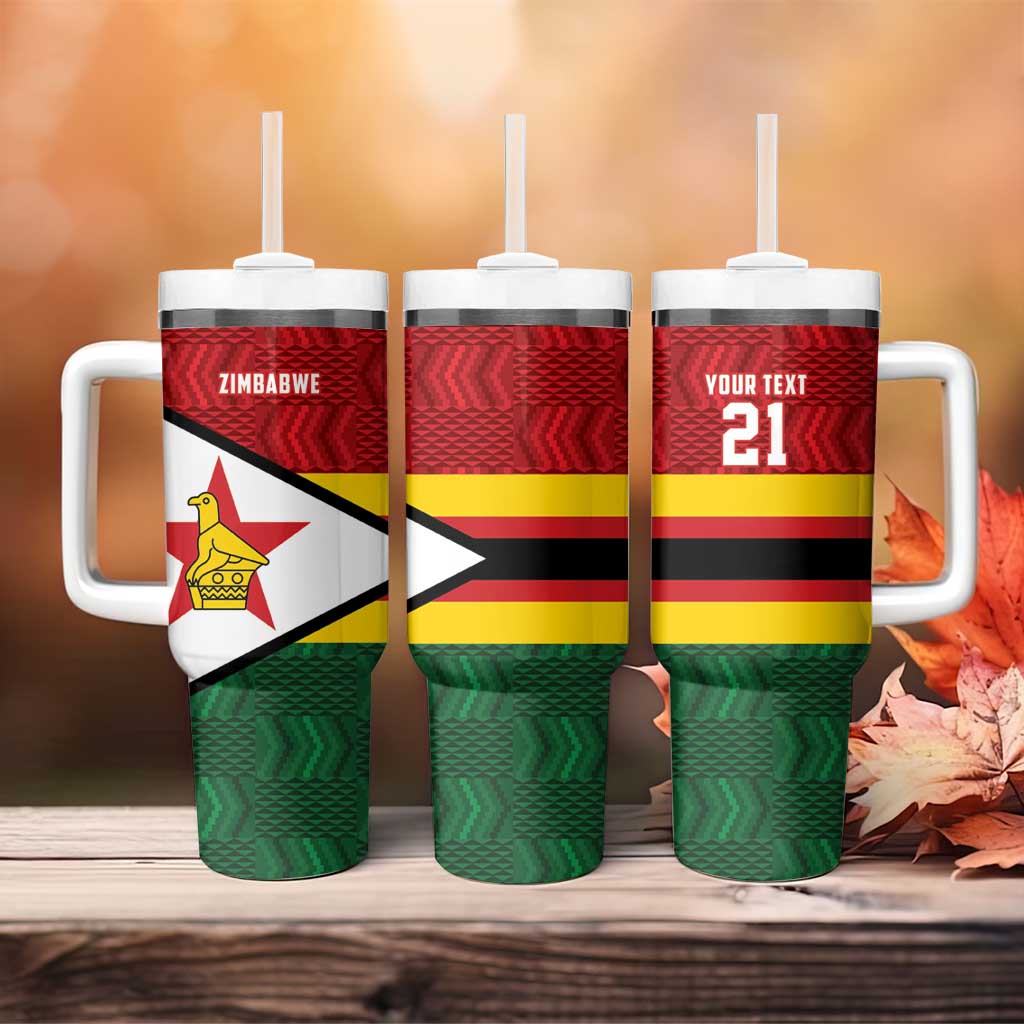 Custom Africa Cricket Zimbabwe Tumbler With Handle Zimbabwean Pattern Flag Motif LT9