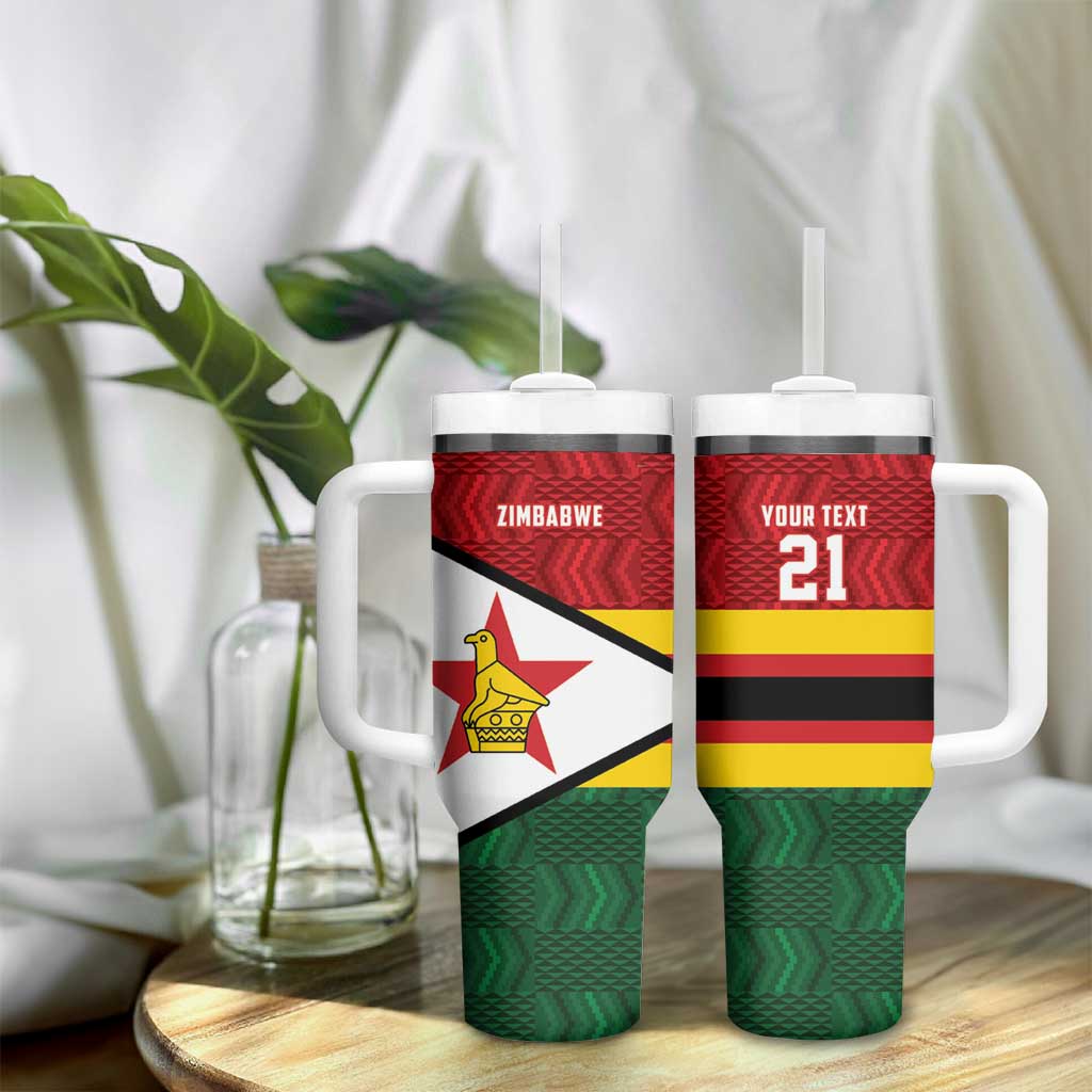 Custom Africa Cricket Zimbabwe Tumbler With Handle Zimbabwean Pattern Flag Motif LT9