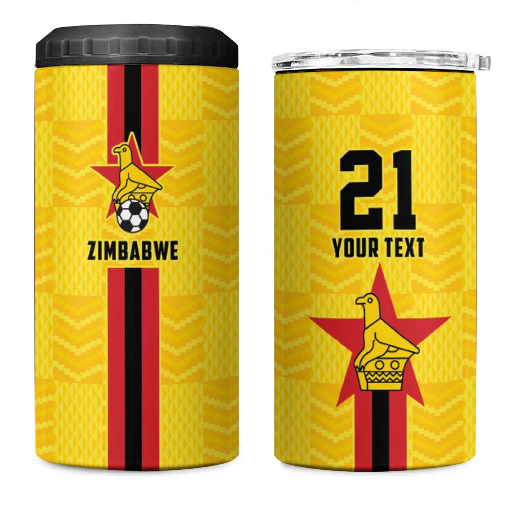Custom Africa Football Zimbabwe 4 in 1 Can Cooler Tumbler The Warriors with Zimbabwe Bird LT9