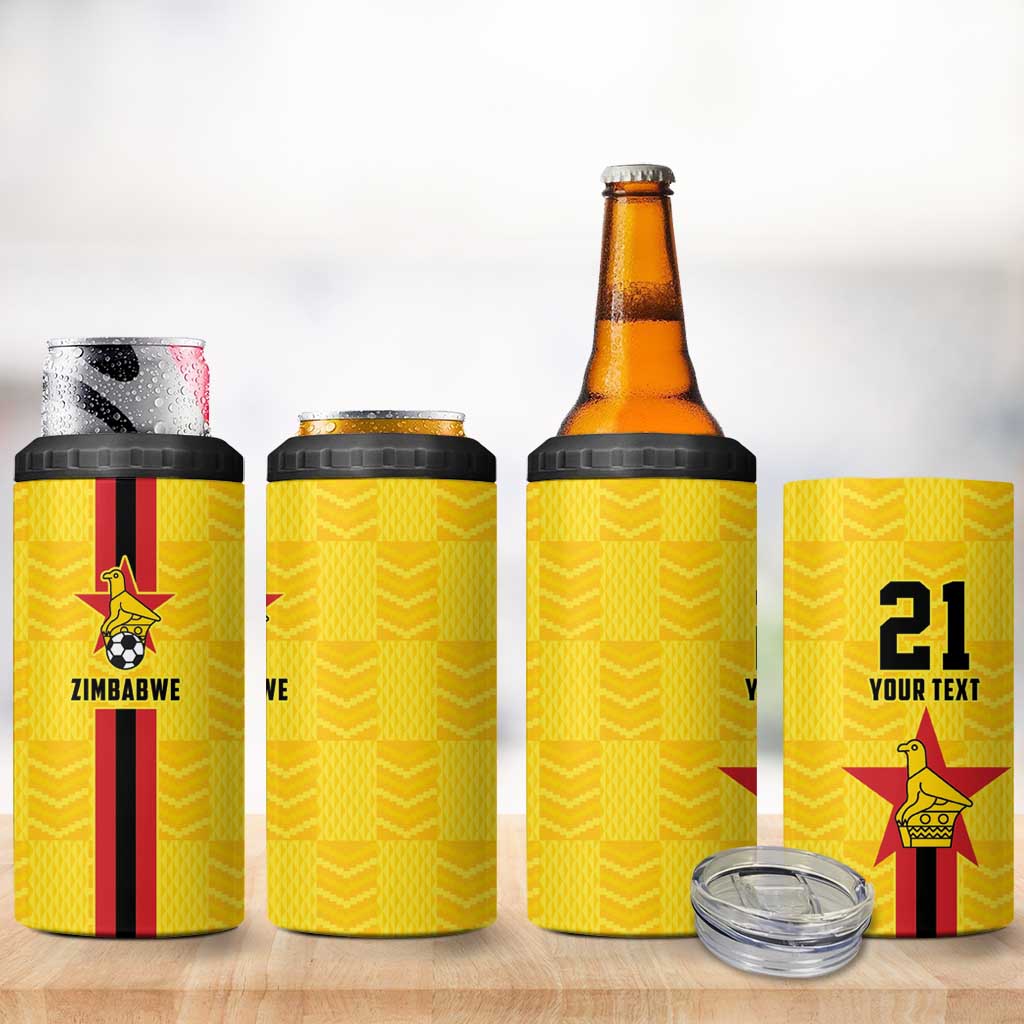 Custom Africa Football Zimbabwe 4 in 1 Can Cooler Tumbler The Warriors with Zimbabwe Bird LT9