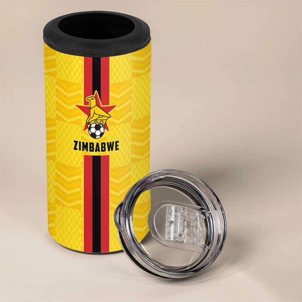 Custom Africa Football Zimbabwe 4 in 1 Can Cooler Tumbler The Warriors with Zimbabwe Bird LT9