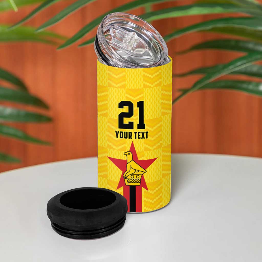 Custom Africa Football Zimbabwe 4 in 1 Can Cooler Tumbler The Warriors with Zimbabwe Bird LT9
