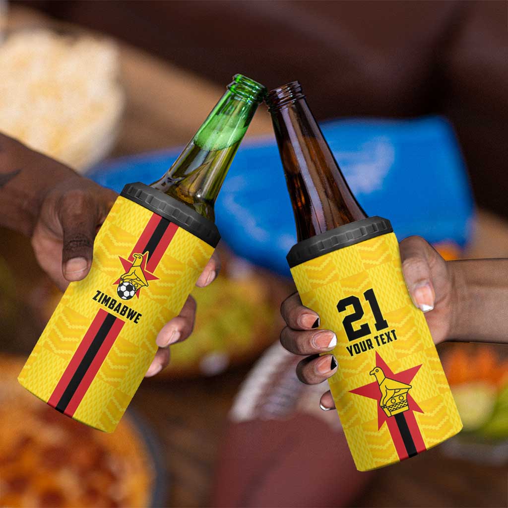 Custom Africa Football Zimbabwe 4 in 1 Can Cooler Tumbler The Warriors with Zimbabwe Bird LT9