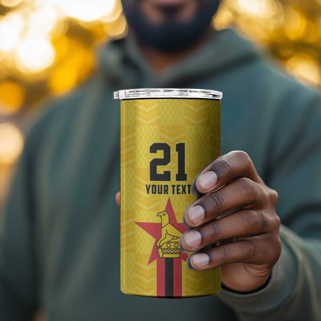 Custom Africa Football Zimbabwe 4 in 1 Can Cooler Tumbler The Warriors with Zimbabwe Bird LT9
