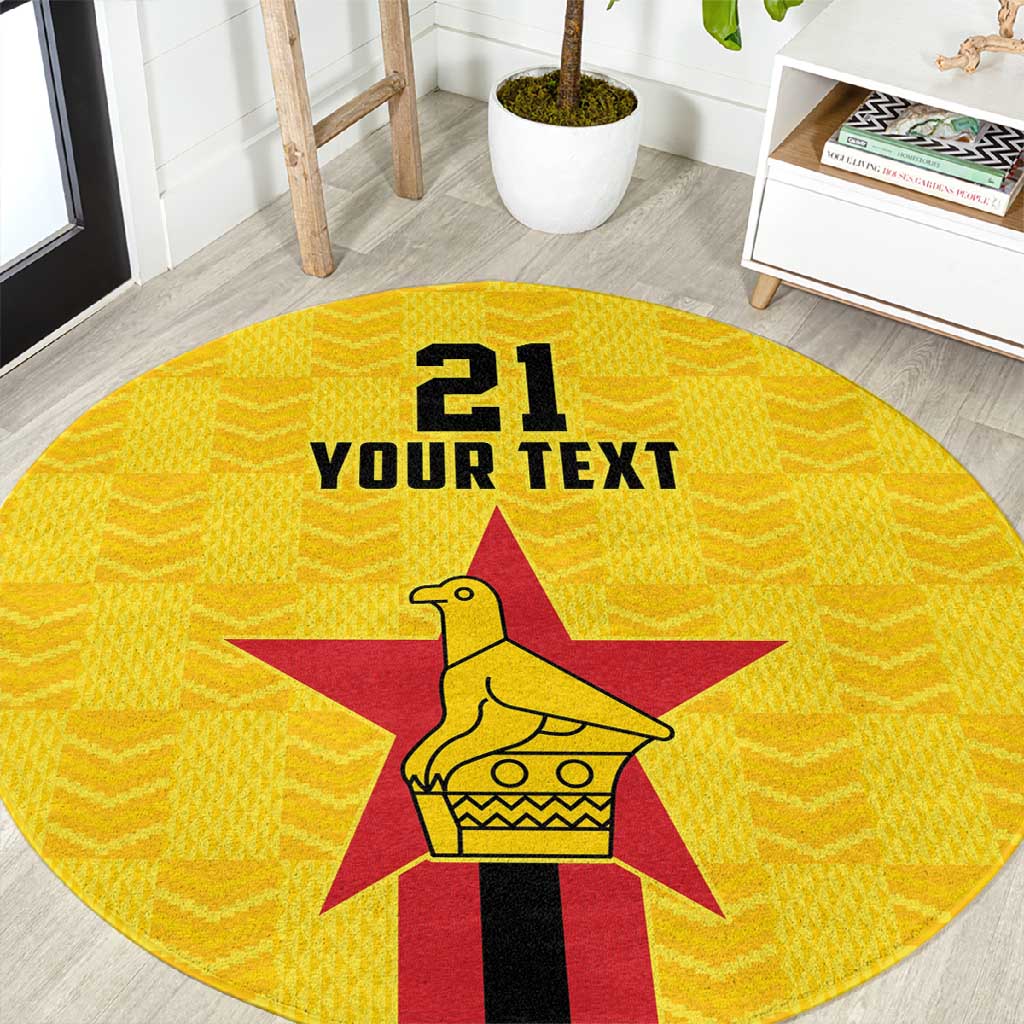 Custom Africa Football Zimbabwe Round Carpet The Warriors with Zimbabwe Bird LT9