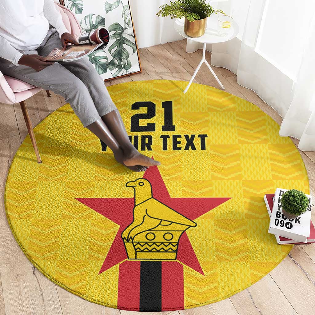 Custom Africa Football Zimbabwe Round Carpet The Warriors with Zimbabwe Bird LT9