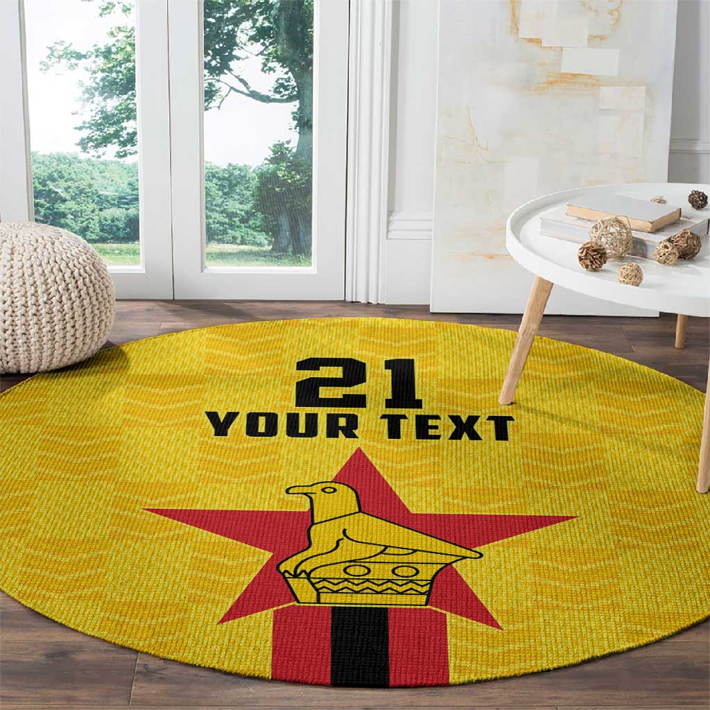 Custom Africa Football Zimbabwe Round Carpet The Warriors with Zimbabwe Bird LT9