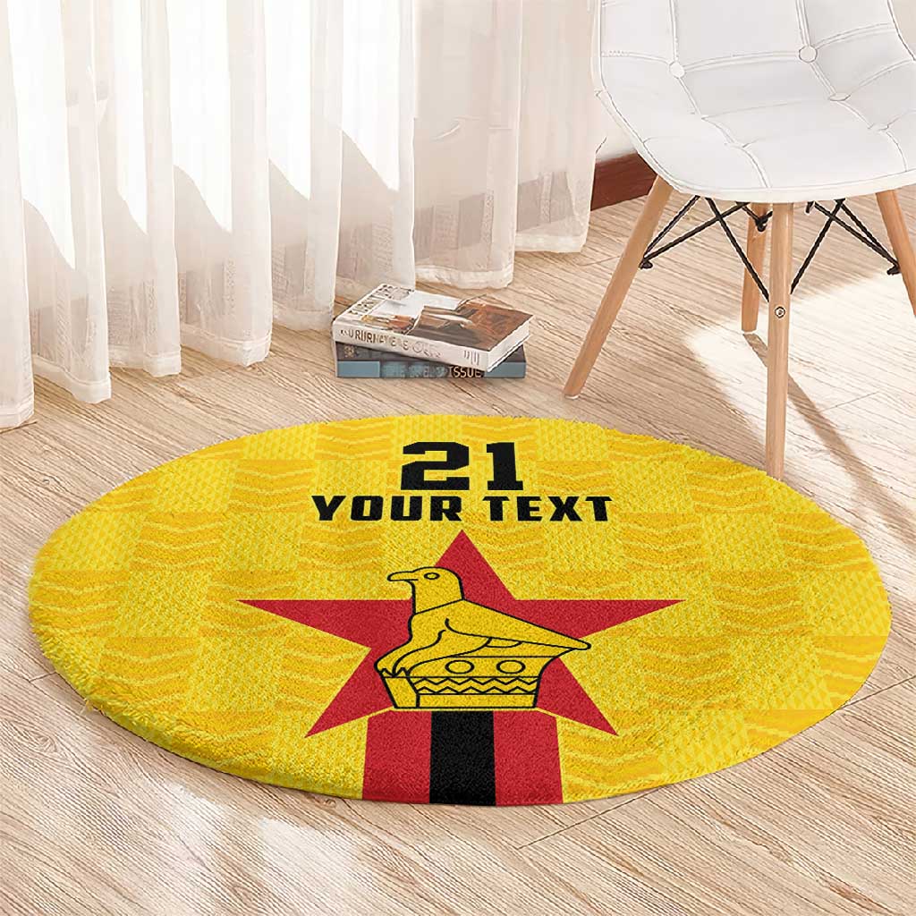 Custom Africa Football Zimbabwe Round Carpet The Warriors with Zimbabwe Bird LT9
