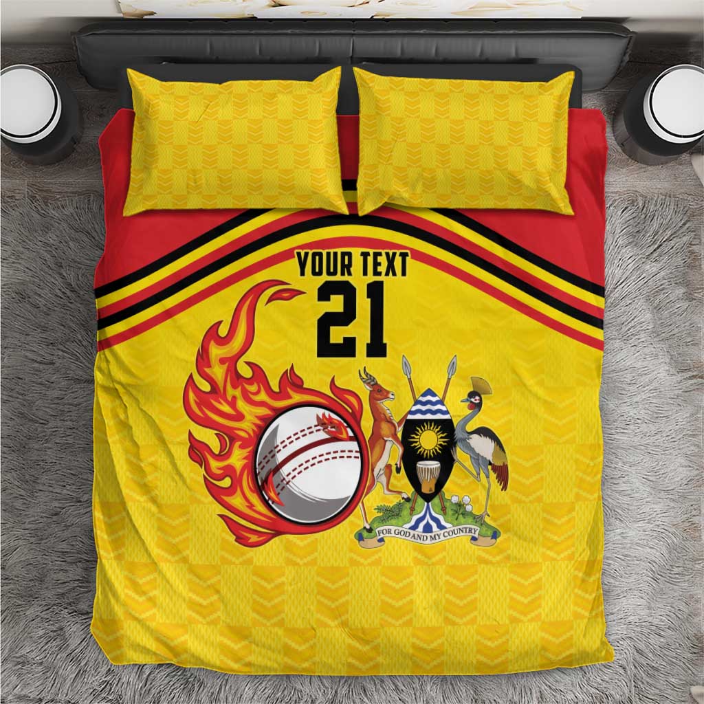 Custom Africa Cricket Uganda Bedding Set Cranes Cricket Ball Fire LT9