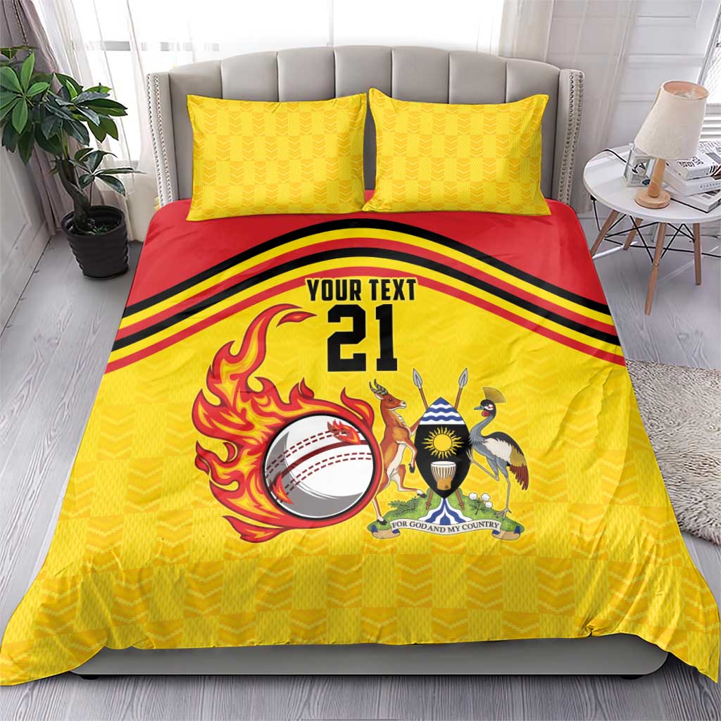 Custom Africa Cricket Uganda Bedding Set Cranes Cricket Ball Fire LT9