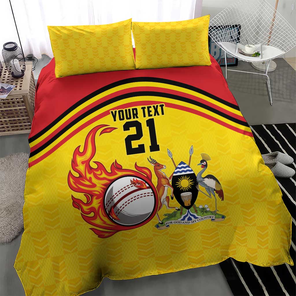 Custom Africa Cricket Uganda Bedding Set Cranes Cricket Ball Fire LT9