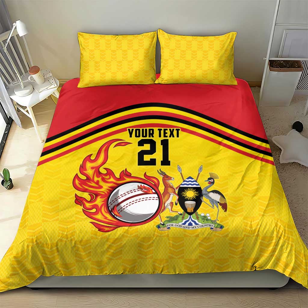 Custom Africa Cricket Uganda Bedding Set Cranes Cricket Ball Fire LT9