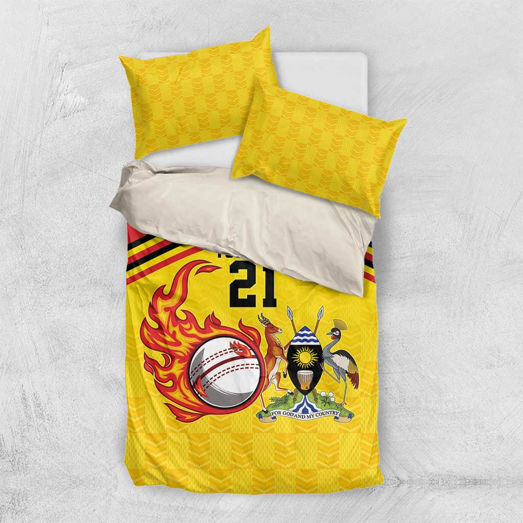 Custom Africa Cricket Uganda Bedding Set Cranes Cricket Ball Fire LT9