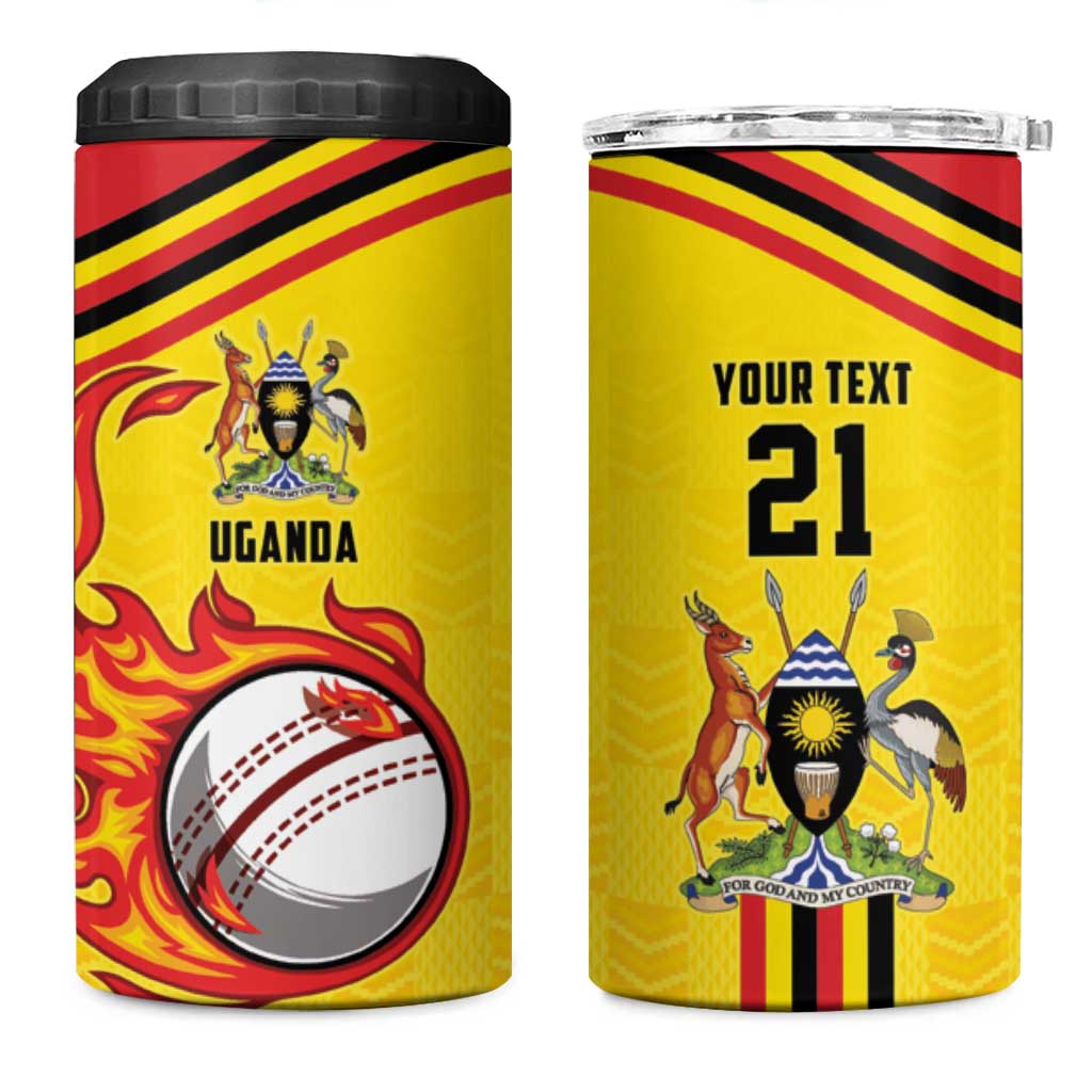 Custom Africa Cricket Uganda 4 in 1 Can Cooler Tumbler Cranes Cricket Ball Fire LT9