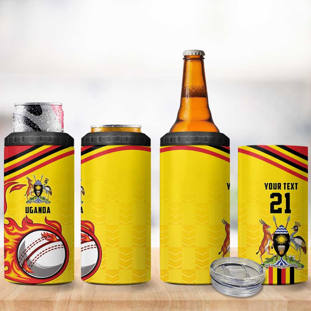 Custom Africa Cricket Uganda 4 in 1 Can Cooler Tumbler Cranes Cricket Ball Fire LT9