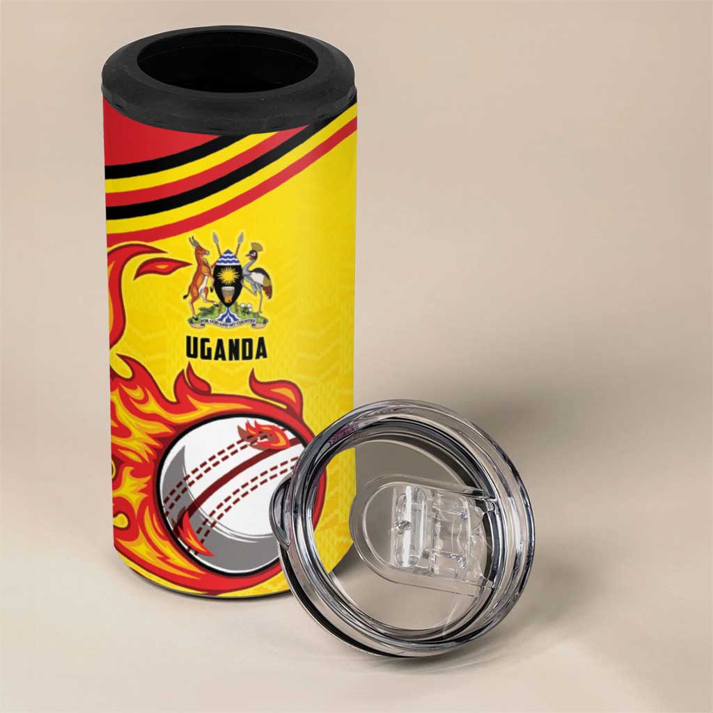 Custom Africa Cricket Uganda 4 in 1 Can Cooler Tumbler Cranes Cricket Ball Fire LT9