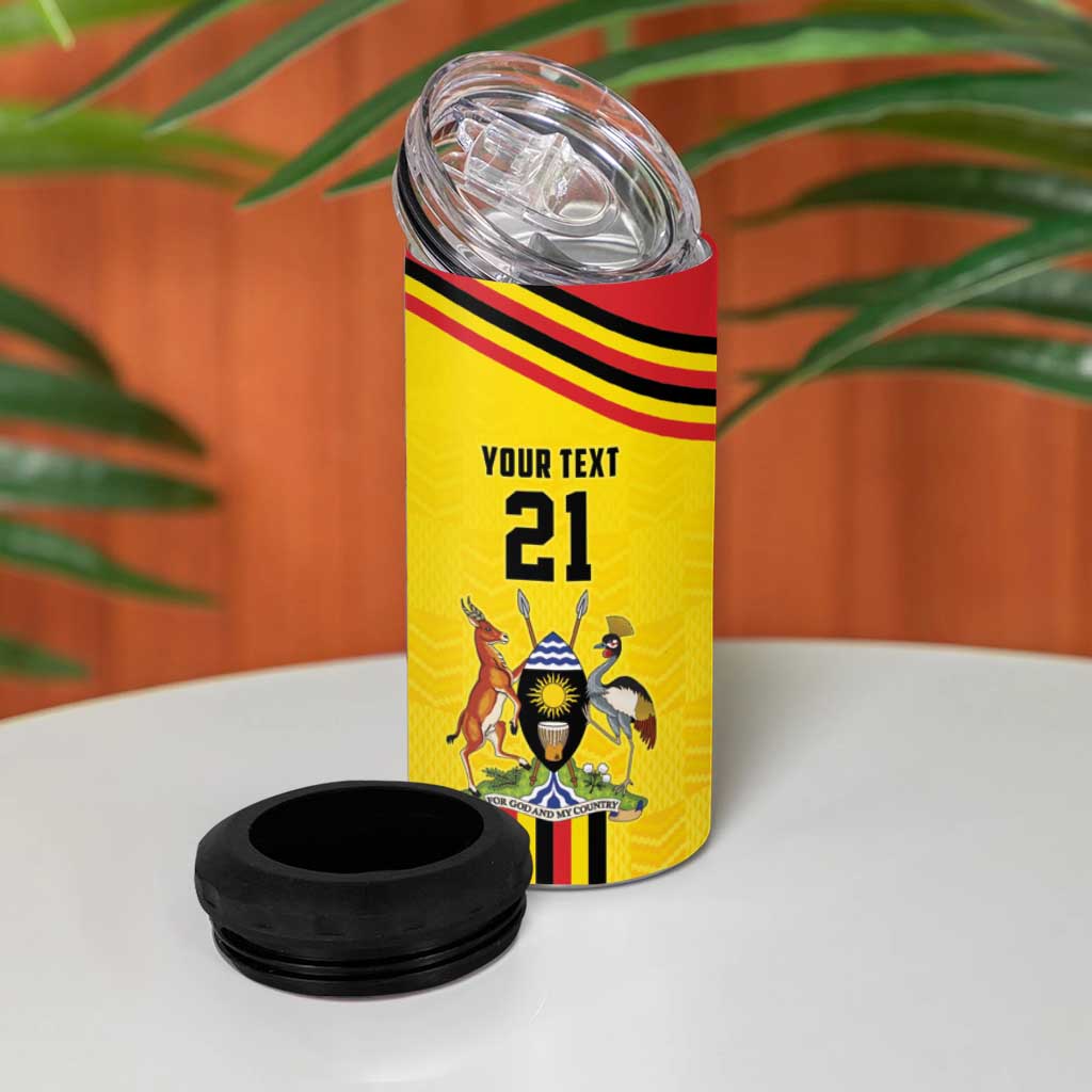 Custom Africa Cricket Uganda 4 in 1 Can Cooler Tumbler Cranes Cricket Ball Fire LT9