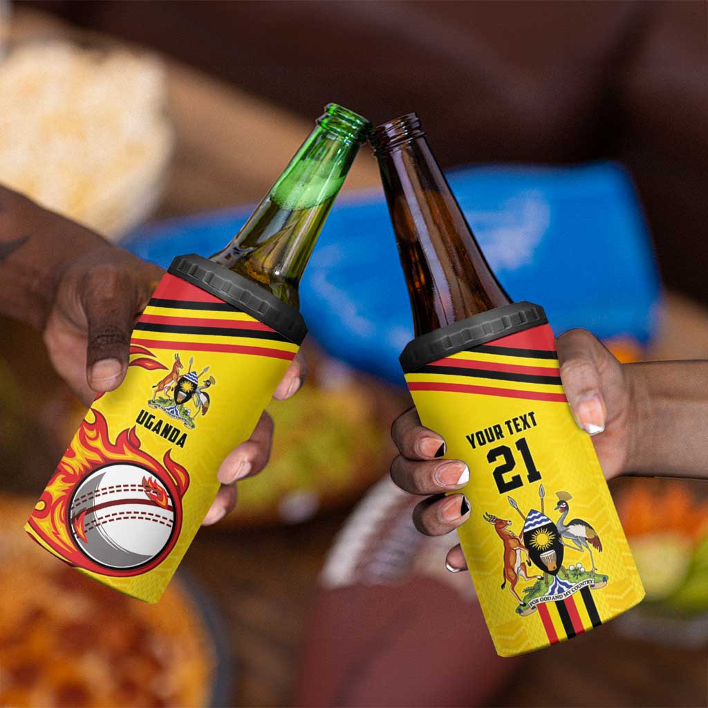 Custom Africa Cricket Uganda 4 in 1 Can Cooler Tumbler Cranes Cricket Ball Fire LT9