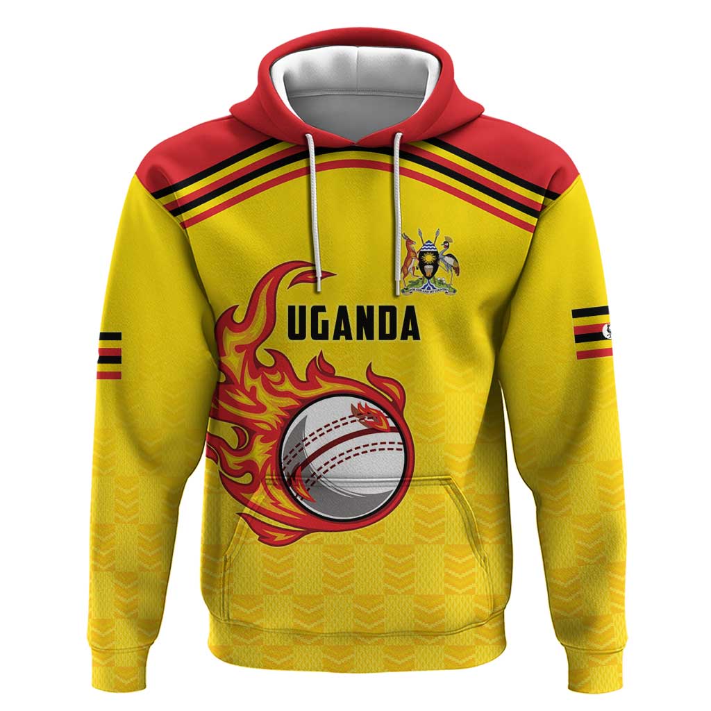 Uganda Cricket Custom Hoodie Cranes Cricket Ball Fire LT9