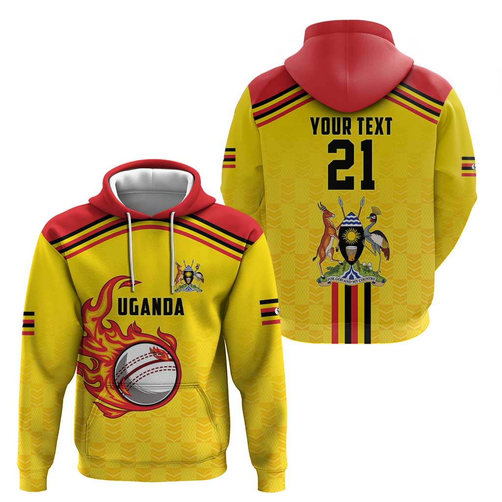 Uganda Cricket Custom Hoodie Cranes Cricket Ball Fire LT9