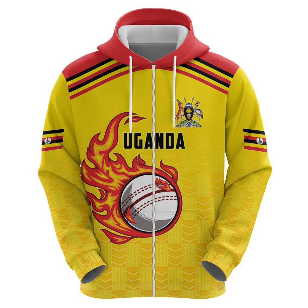Uganda Cricket Custom Hoodie Cranes Cricket Ball Fire LT9
