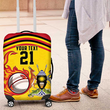 Uganda Cricket Custom Luggage Cover Cranes Cricket Ball Fire LT9