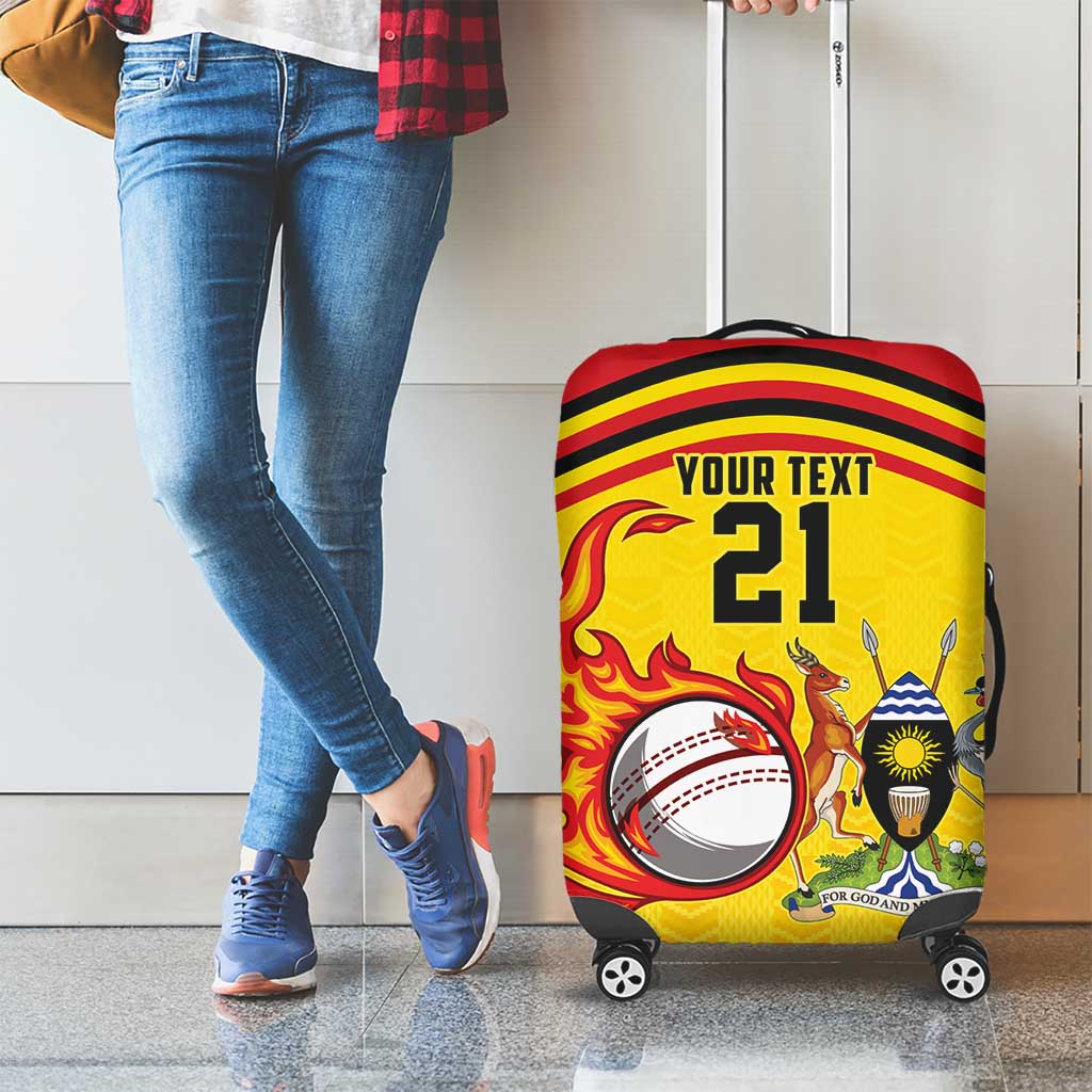 Uganda Cricket Custom Luggage Cover Cranes Cricket Ball Fire LT9
