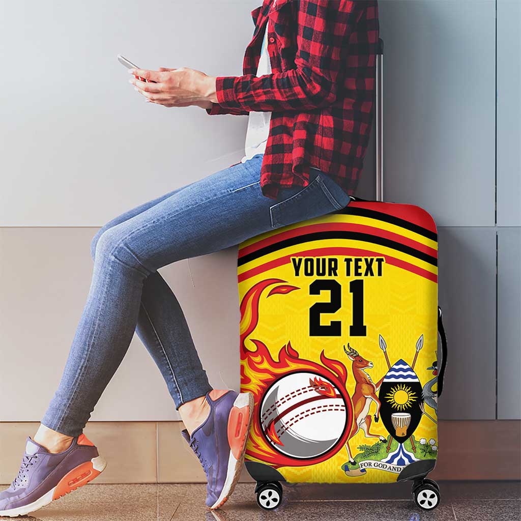 Uganda Cricket Custom Luggage Cover Cranes Cricket Ball Fire LT9