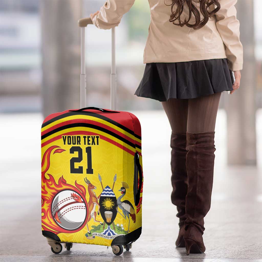 Uganda Cricket Custom Luggage Cover Cranes Cricket Ball Fire LT9