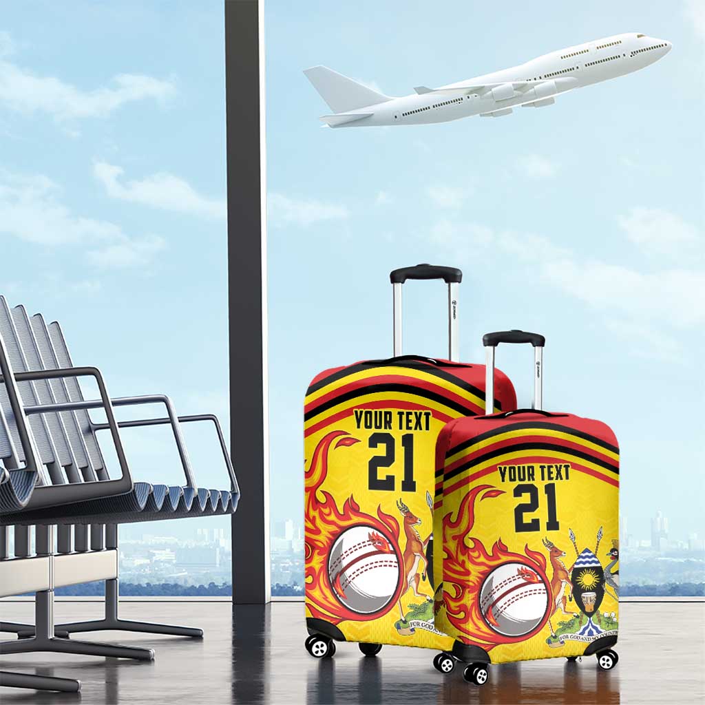 Uganda Cricket Custom Luggage Cover Cranes Cricket Ball Fire LT9