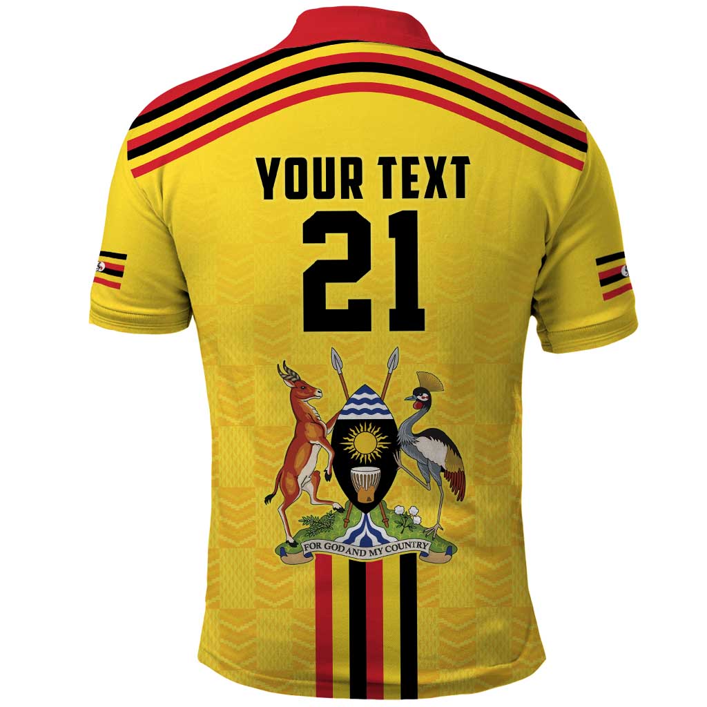 Uganda Cricket Custom Polo Shirt Cranes Cricket Ball Fire LT9