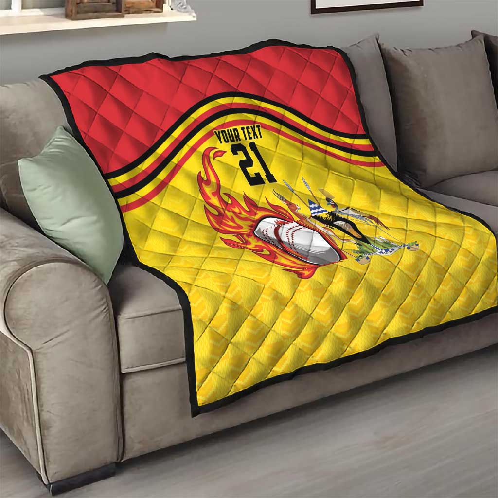 Custom Africa Cricket Uganda Quilt Cranes Cricket Ball Fire LT9