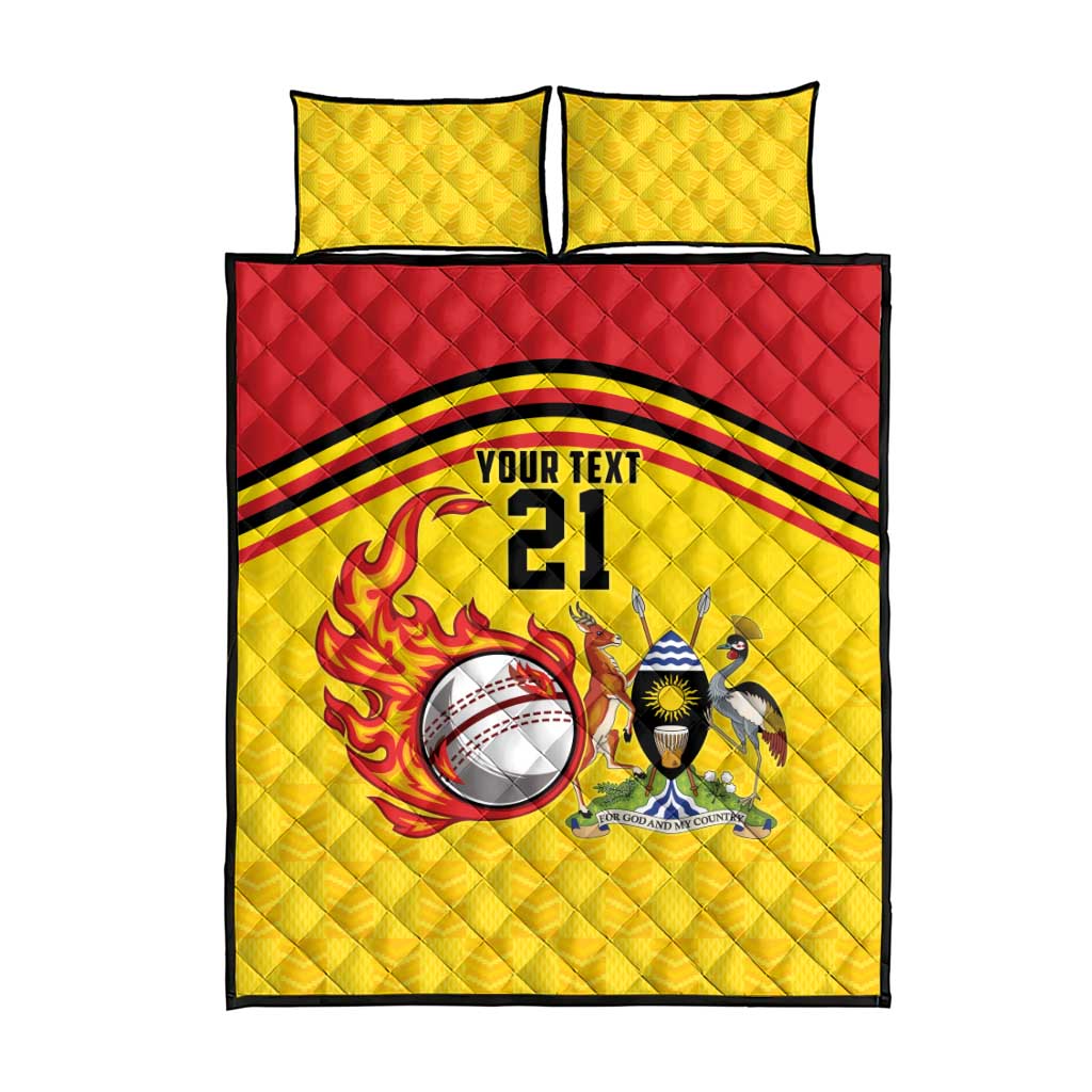 Custom Africa Cricket Uganda Quilt Bed Set Cranes Cricket Ball Fire LT9
