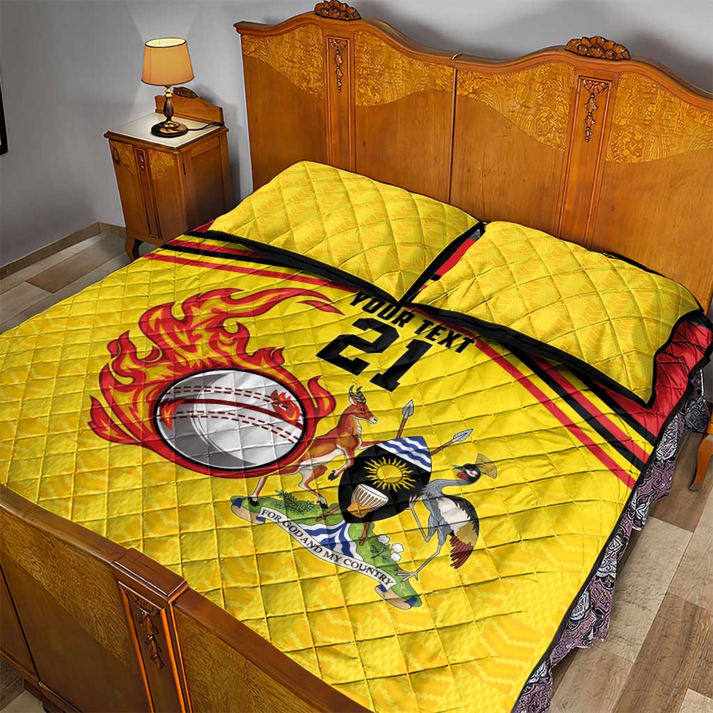 Custom Africa Cricket Uganda Quilt Bed Set Cranes Cricket Ball Fire LT9