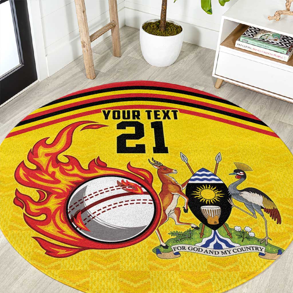 Custom Africa Cricket Uganda Round Carpet Cranes Cricket Ball Fire LT9